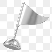 Silver flag png 3D element, transparent background