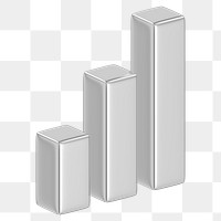 Silver bar chart png 3D element, transparent background