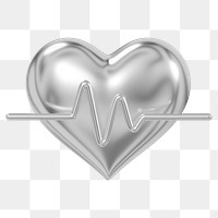 Medical heart png metallic icon, transparent background