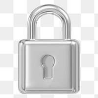 Cybersecurity png metallic icon, transparent background