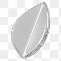 Silver leaf png 3D element, transparent background