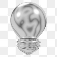 Silver light bulb png 3D element, transparent background