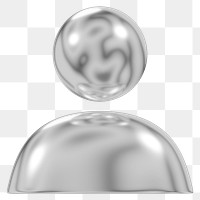 Metallic avatar png 3D user profile icon, transparent background