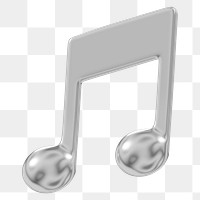 Music note png metallic icon, transparent background