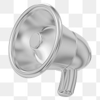 Metallic megaphone png 3D announcement icon, transparent background