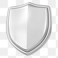 Silver shield png 3D metallic protective icon, transparent background