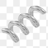 Silver spring png 3D metallic spiral icon, transparent background