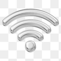 Wifi png 3D metallic icon, transparent background