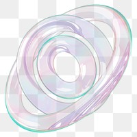 PNG 3D abstract holographic rings, transparent background