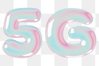 5G png 3D holographic icon, transparent background