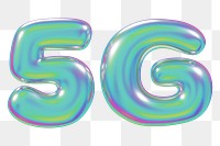 5G png 3D holographic icon, transparent background