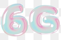 6G png 3D holographic icon, transparent background