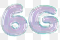 6G png 3D holographic icon, transparent background