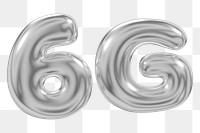 6G png 3D metallic icon, transparent background
