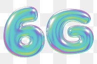 6G png 3D holographic icon, transparent background