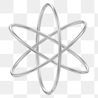 3D atom png metallic icon, transparent background