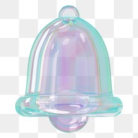 Iridescent bell png element, digital remix, transparent background