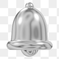 Silver bell png element, digital remix, transparent background