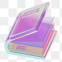 3D holographic book png education, transparent background