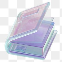 PNG 3D holographic book, education remix, transparent background