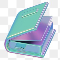 3D metallic book png education, transparent background