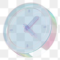 3D clock png holographic icon, transparent background