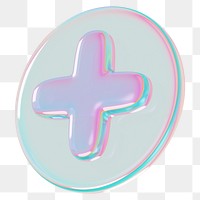 Plus icon png holographic button, transparent background