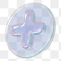 Plus icon png holographic button, transparent background