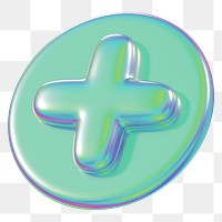 Plus icon png metallic button, transparent background