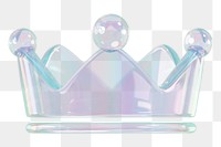 3D crown png holographic winner icon, transparent background