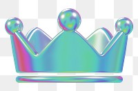 3D crown png metallic winner icon, transparent background