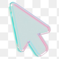 Holographic arrow png 3D cursor icon, transparent background