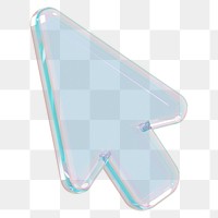 3D holographic arrow png cursor icon, transparent background