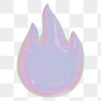 Holographic flame png 3D fire icon, transparent background