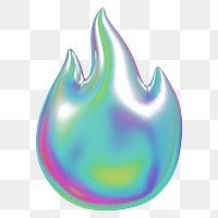 Metallic flame png 3D fire icon, transparent background