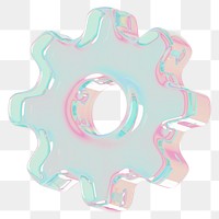 Holographic gear png 3D element, digital remix, transparent background