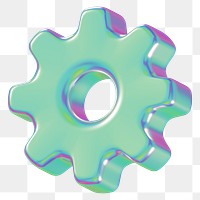 Green gear png 3D element, digital remix, transparent background