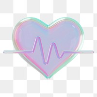 Medical heart png holographic icon, transparent background