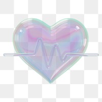 Medical heart png holographic icon, transparent background