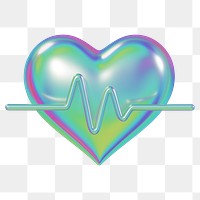 Medical heart png metallic icon, transparent background