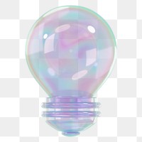 Iridescent light bulb png 3D element, transparent background