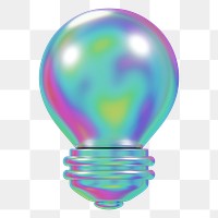 Colorful light bulb png 3D element, transparent background