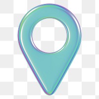 Location pin png 3D metallic icon, transparent background