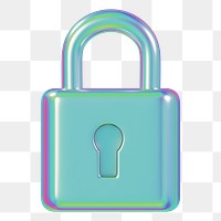 Cybersecurity png holographic icon, transparent background