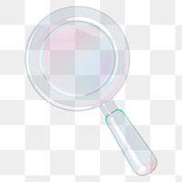 Magnifying glass png 3D holographic icon, transparent background