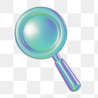 3D magnifying glass png metallic icon, transparent background