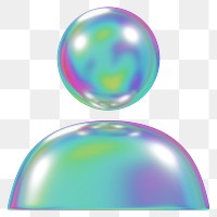 Metallic avatar png 3D user profile icon, transparent background