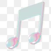 Music note png holographic icon, transparent background