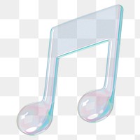 Music note png holographic icon, transparent background