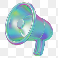 Metallic megaphone png 3D announcement icon, transparent background